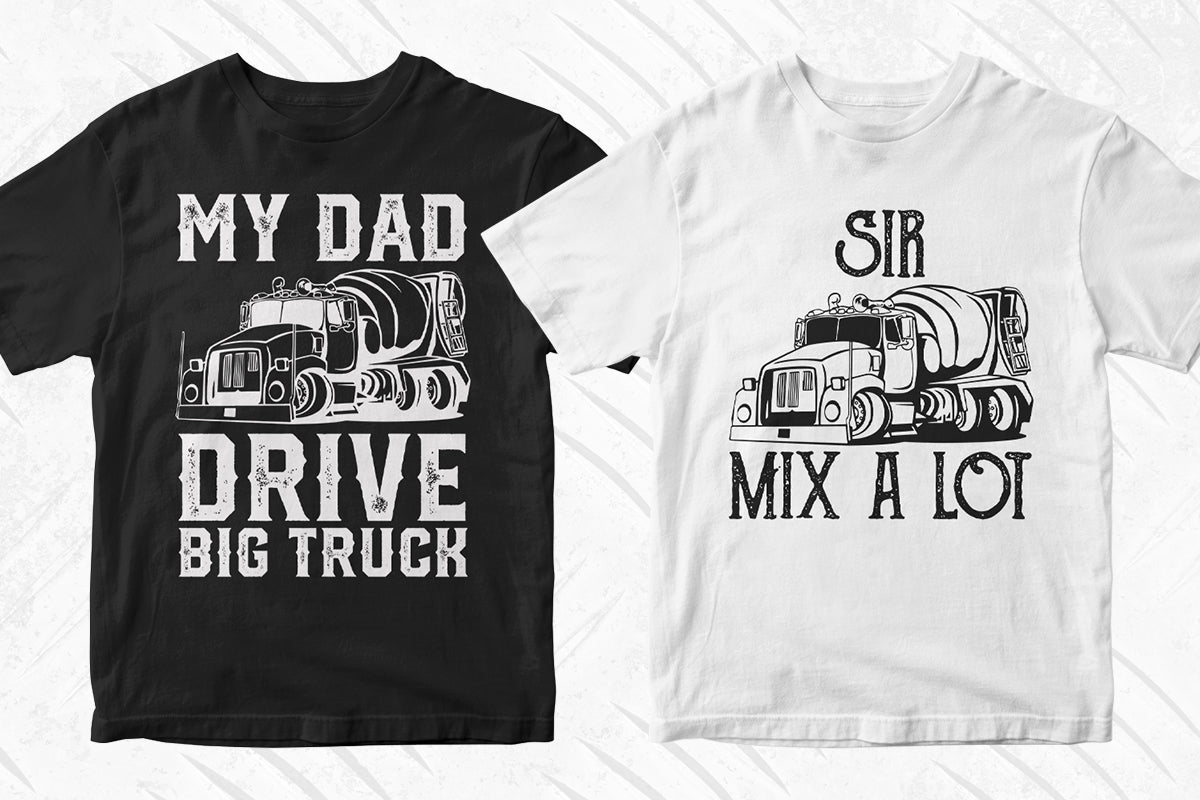 Concrete Truck Driver 50 Editable T-shirt Designs Bundle Part 1