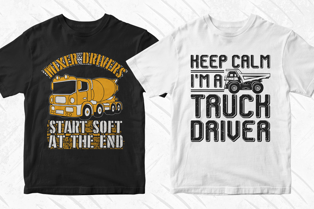 Concrete Truck Driver 50 Editable T-shirt Designs Bundle Part 1