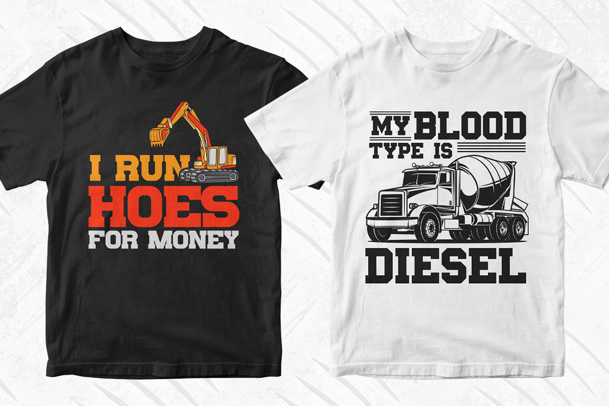 Concrete Truck Driver 50 Editable T-shirt Designs Bundle Part 1