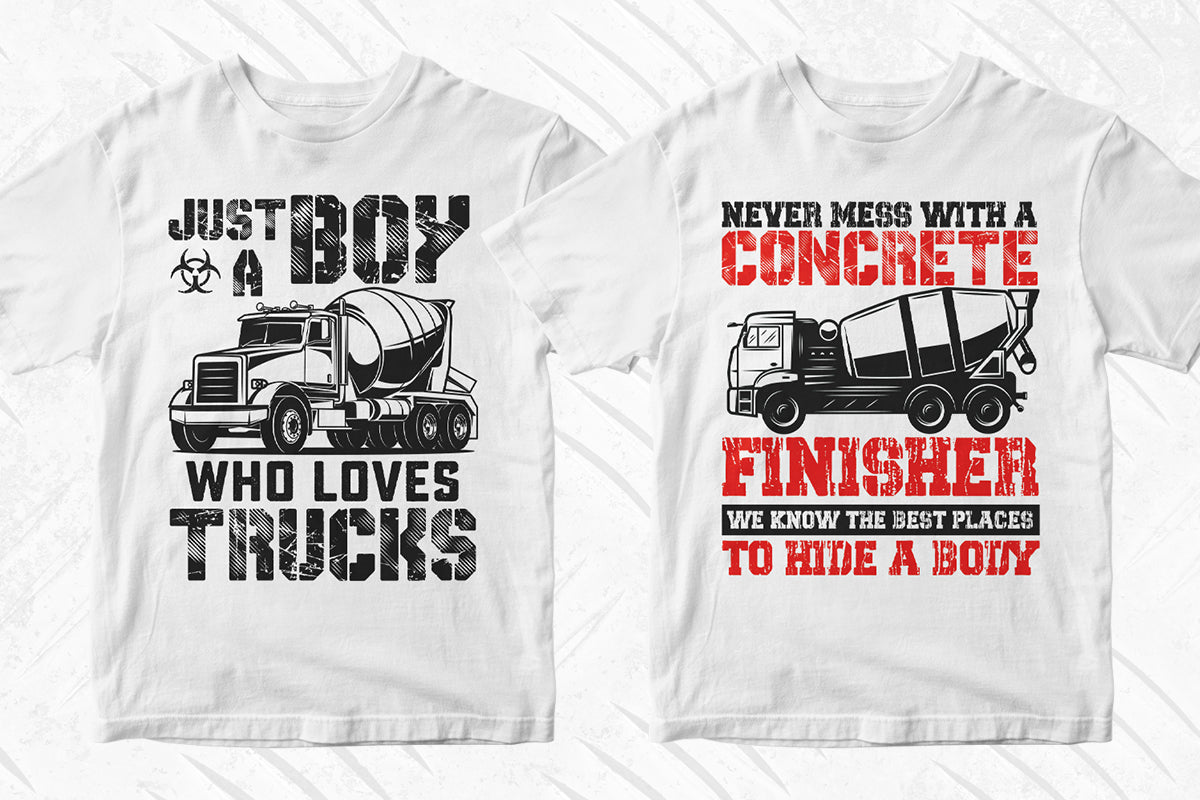 Concrete Truck Driver 50 Editable T-shirt Designs Bundle Part 1