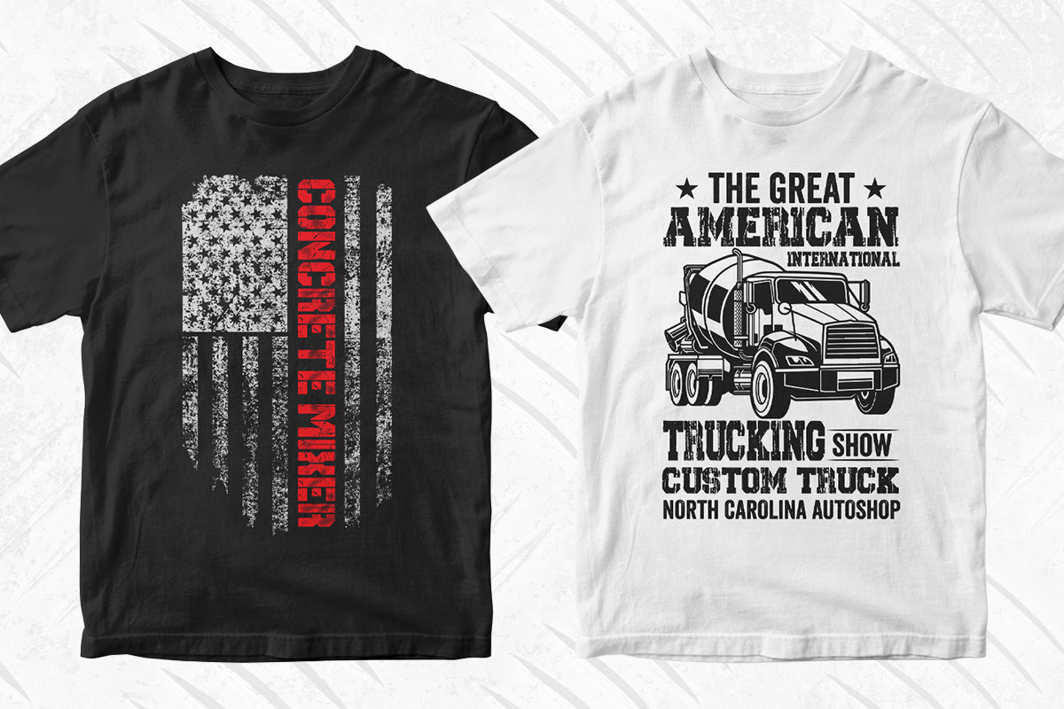 Concrete Truck Driver 50 Editable T-shirt Designs Bundle Part 1