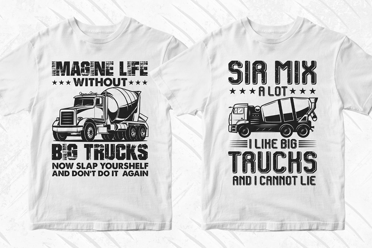 Concrete Truck Driver 50 Editable T-shirt Designs Bundle Part 1