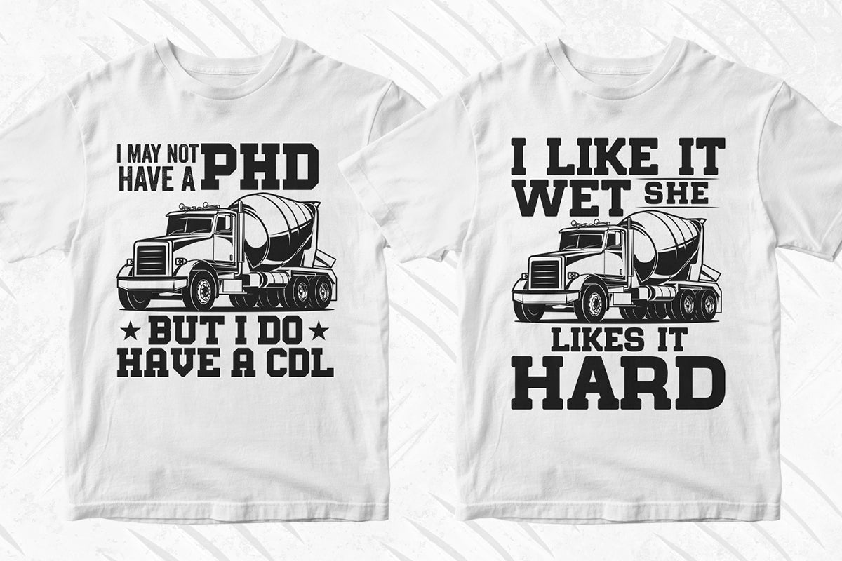 Concrete Truck Driver 50 Editable T-shirt Designs Bundle Part 1