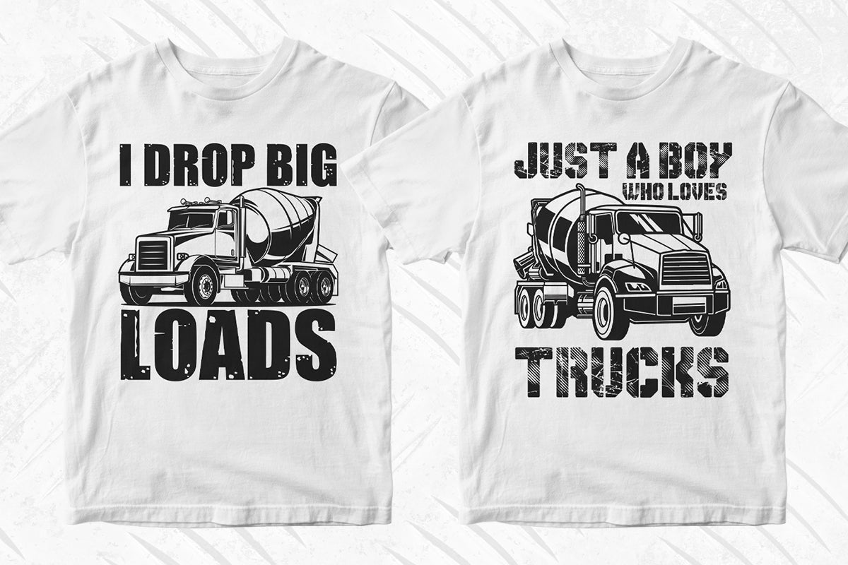 Concrete Truck Driver 50 Editable T-shirt Designs Bundle Part 1