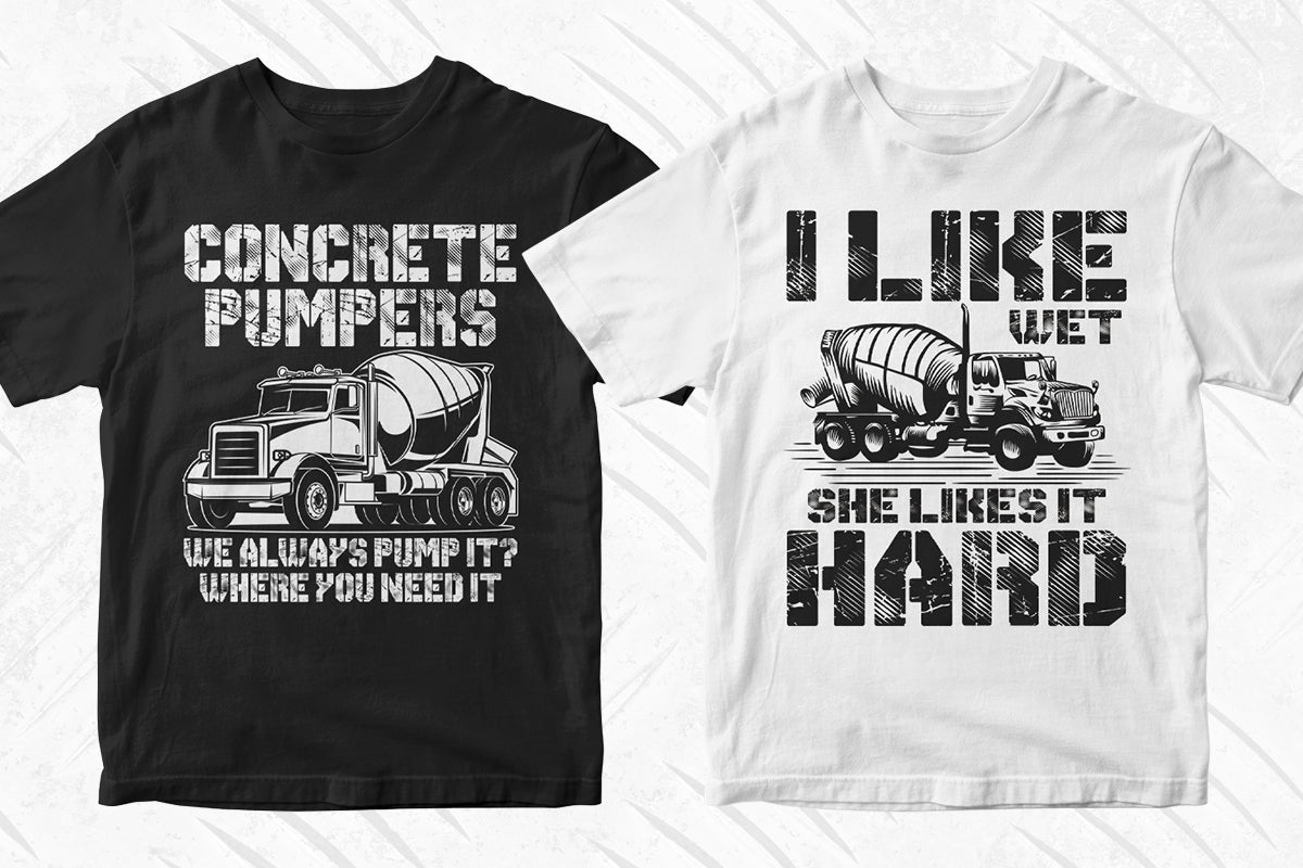 Concrete Truck Driver 50 Editable T-shirt Designs Bundle Part 1