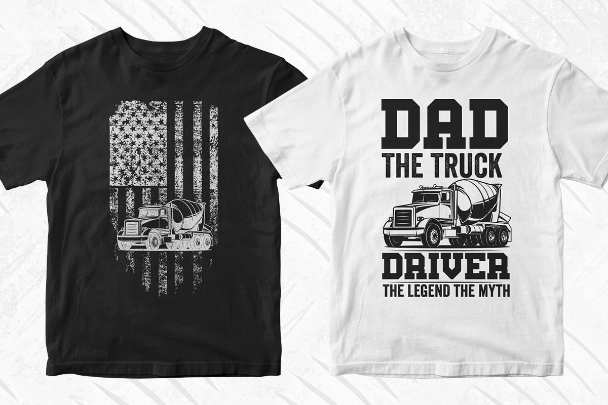 Concrete Truck Driver 50 Editable T-shirt Designs Bundle Part 1