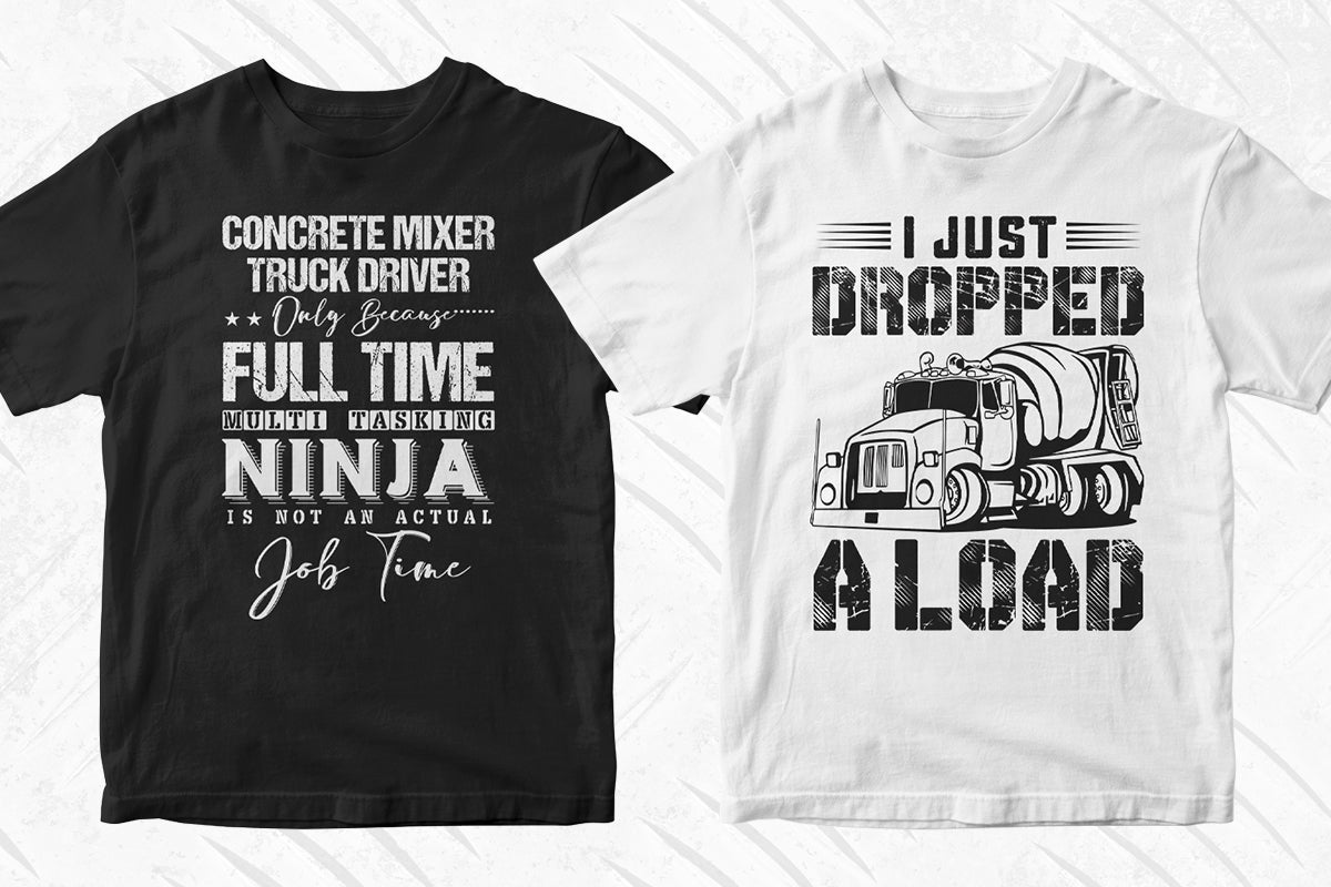 Concrete Truck Driver 50 Editable T-shirt Designs Bundle Part 1