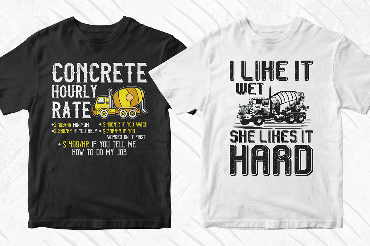 Concrete Truck Driver 50 Editable T-shirt Designs Bundle Part 1