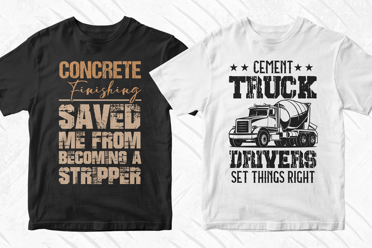 Concrete Truck Driver 50 Editable T-shirt Designs Bundle Part 1