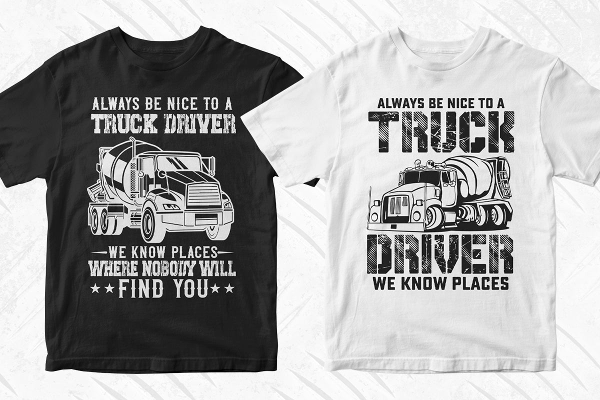 Concrete Truck Driver 50 Editable T-shirt Designs Bundle Part 1