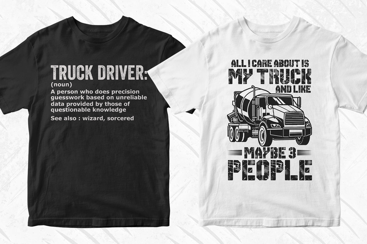 Concrete Truck Driver 50 Editable T-shirt Designs Bundle Part 1