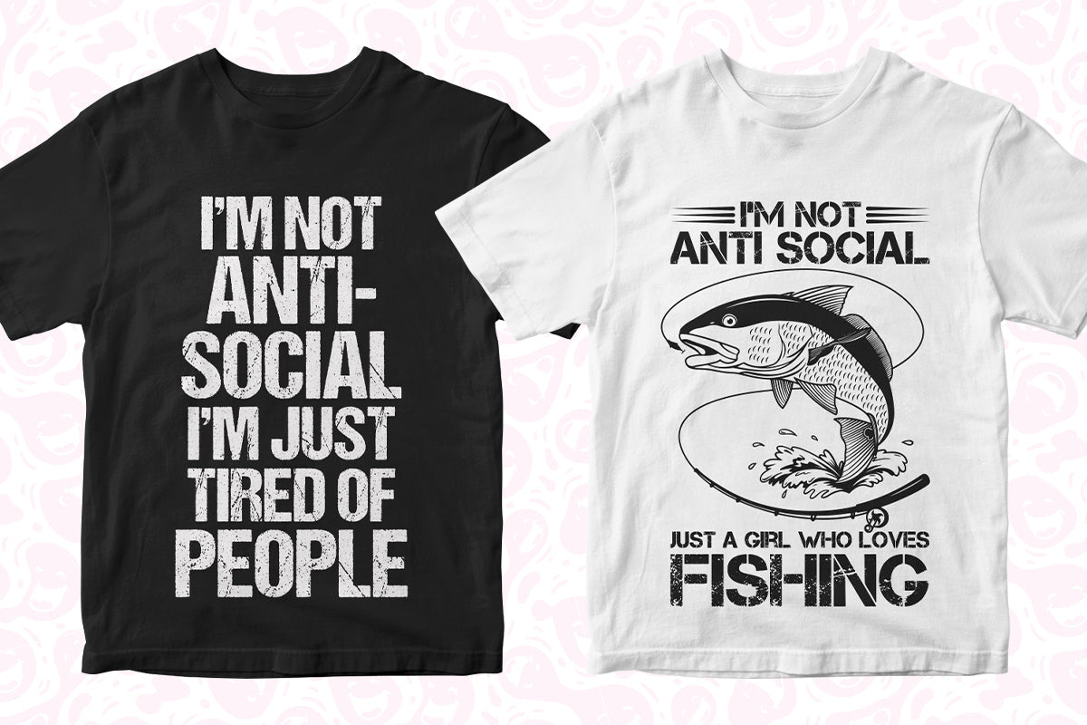 Anti-Social 50 Editable T-shirt Designs Bundle Part 1