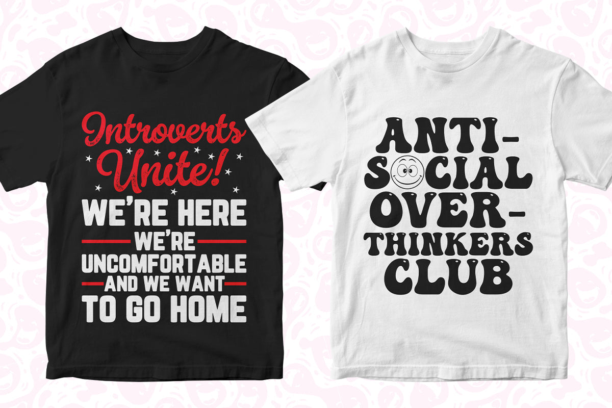 Anti-Social 50 Editable T-shirt Designs Bundle Part 1