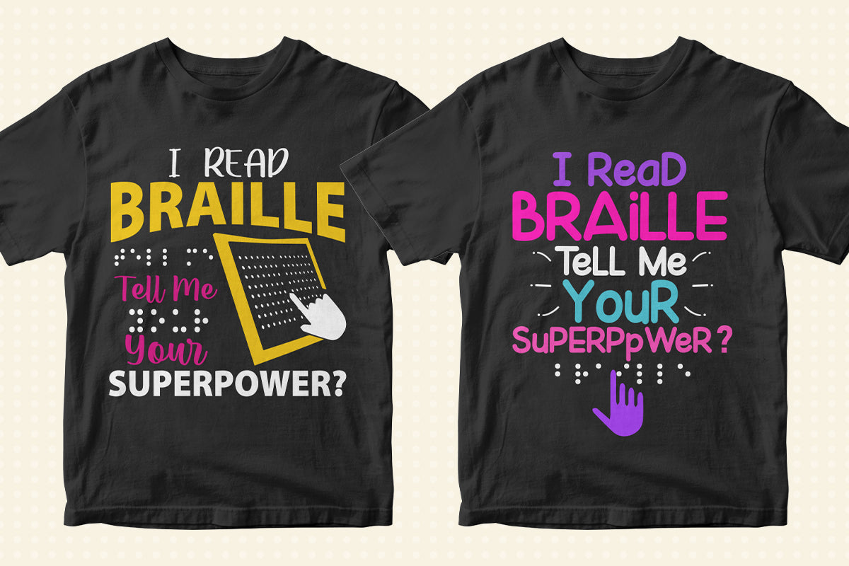 Braille Day 50 T-shirt Designs Bundle Part 1