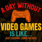 A Day Without Video Games Is Like Just Kidding I have No Idea Funny Video Game T-Shirt Design in Ai Svg Cutting Printable Files