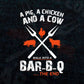 A Pig A Chicken And A Cow Funny BBQ Joke Editable Vector T shirt Design in Ai Png Svg Files.