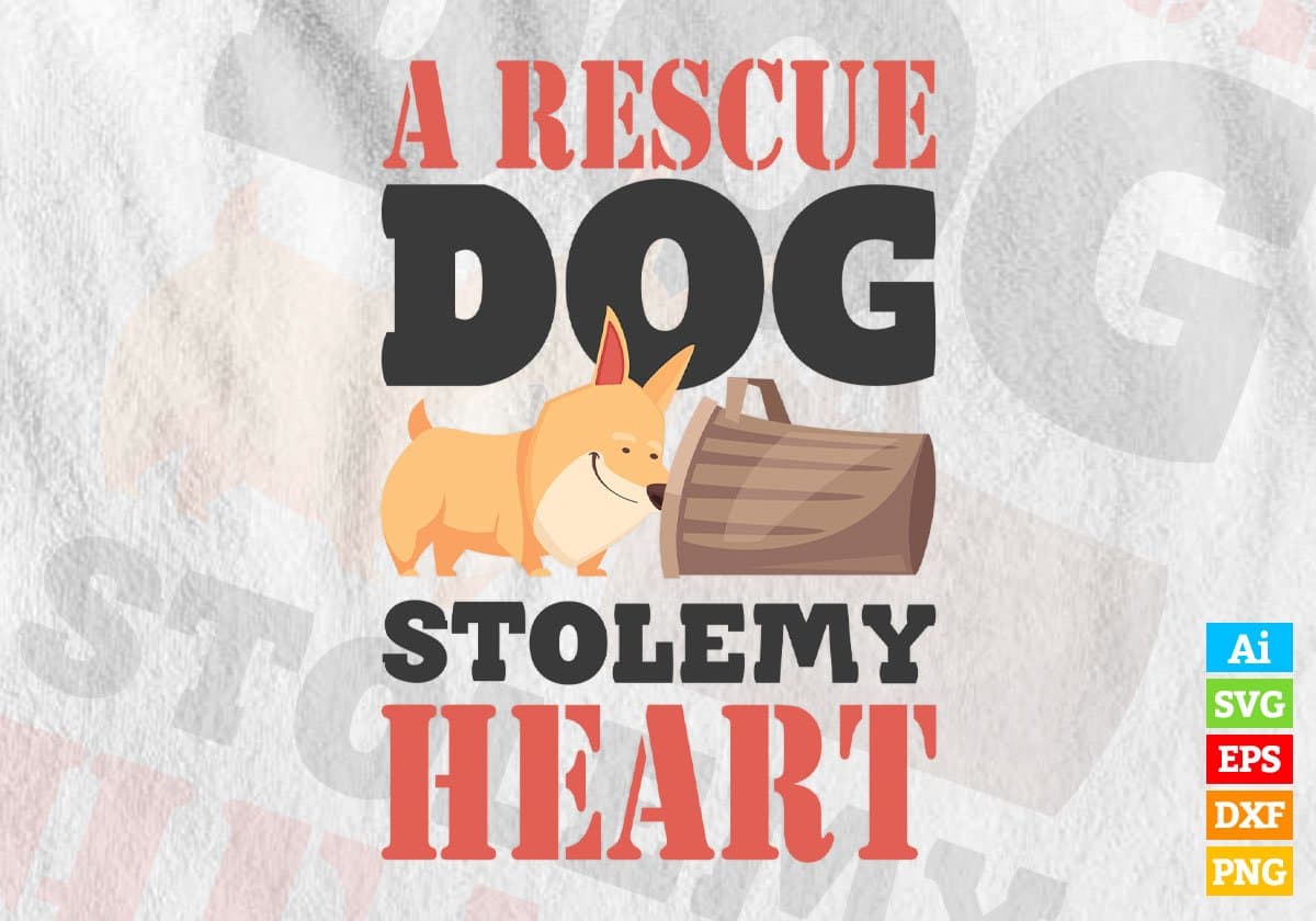 A Rescue Dog Stole My Heart Animal Editable Vector T shirt Design In Svg Png Printable Files