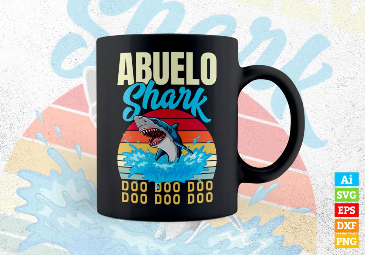 Abuelo Shark Father's Day Editable Vector T-shirt Design in Ai Svg Png Files