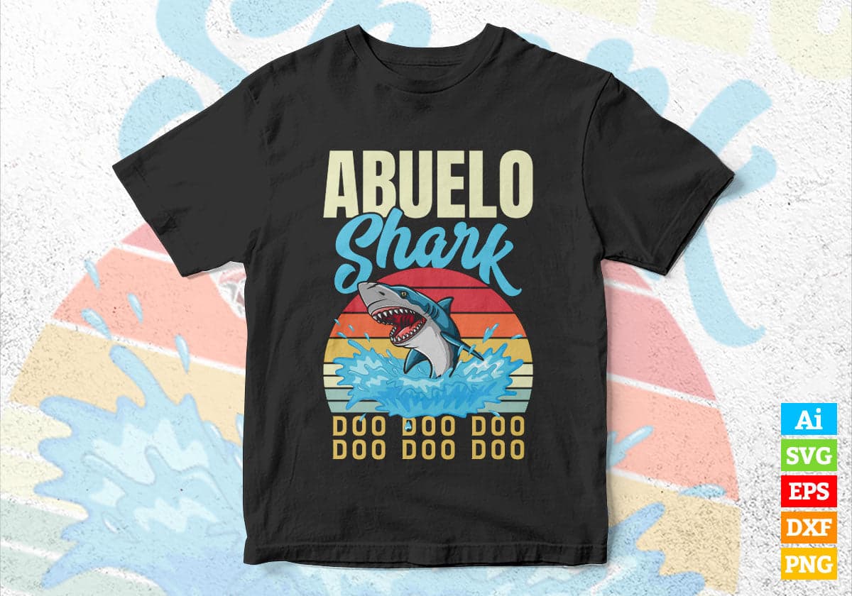 Abuelo Shark Father's Day Editable Vector T-shirt Design in Ai Svg Png Files