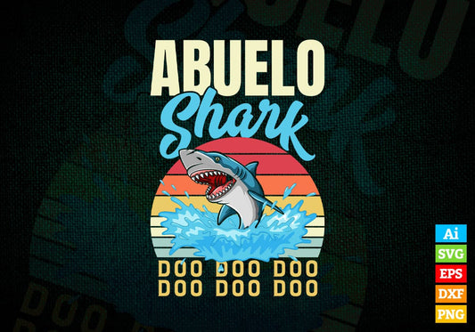 Abuelo Shark Father's Day Editable Vector T-shirt Design in Ai Svg Png Files