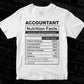 Accountant Nutrition Facts Editable Vector T-shirt Design in Ai Svg Files