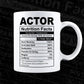 Actor Nutrition Facts Editable Vector T-shirt Design in Ai Svg Files