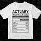 Actuary Nutrition Facts Editable Vector T-shirt Design in Ai Svg Files