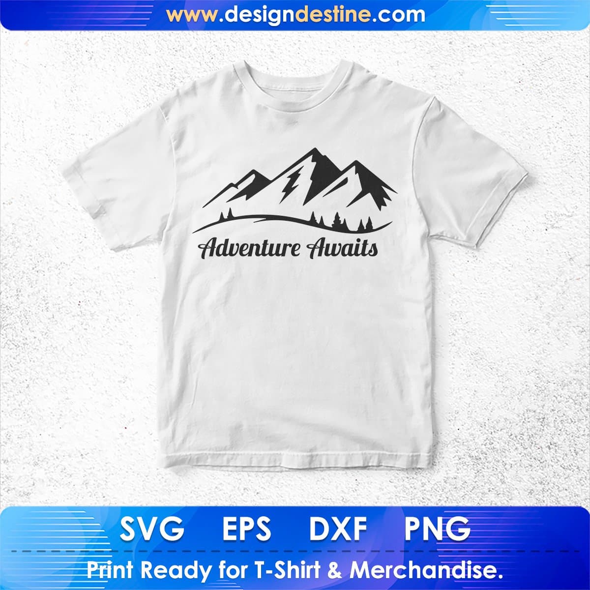 Adventure Awaits Mountain T shirt Design In Ai Svg Printable Files