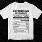 Advertising Executive Nutrition Facts Editable Vector T-shirt Design in Ai Svg Files