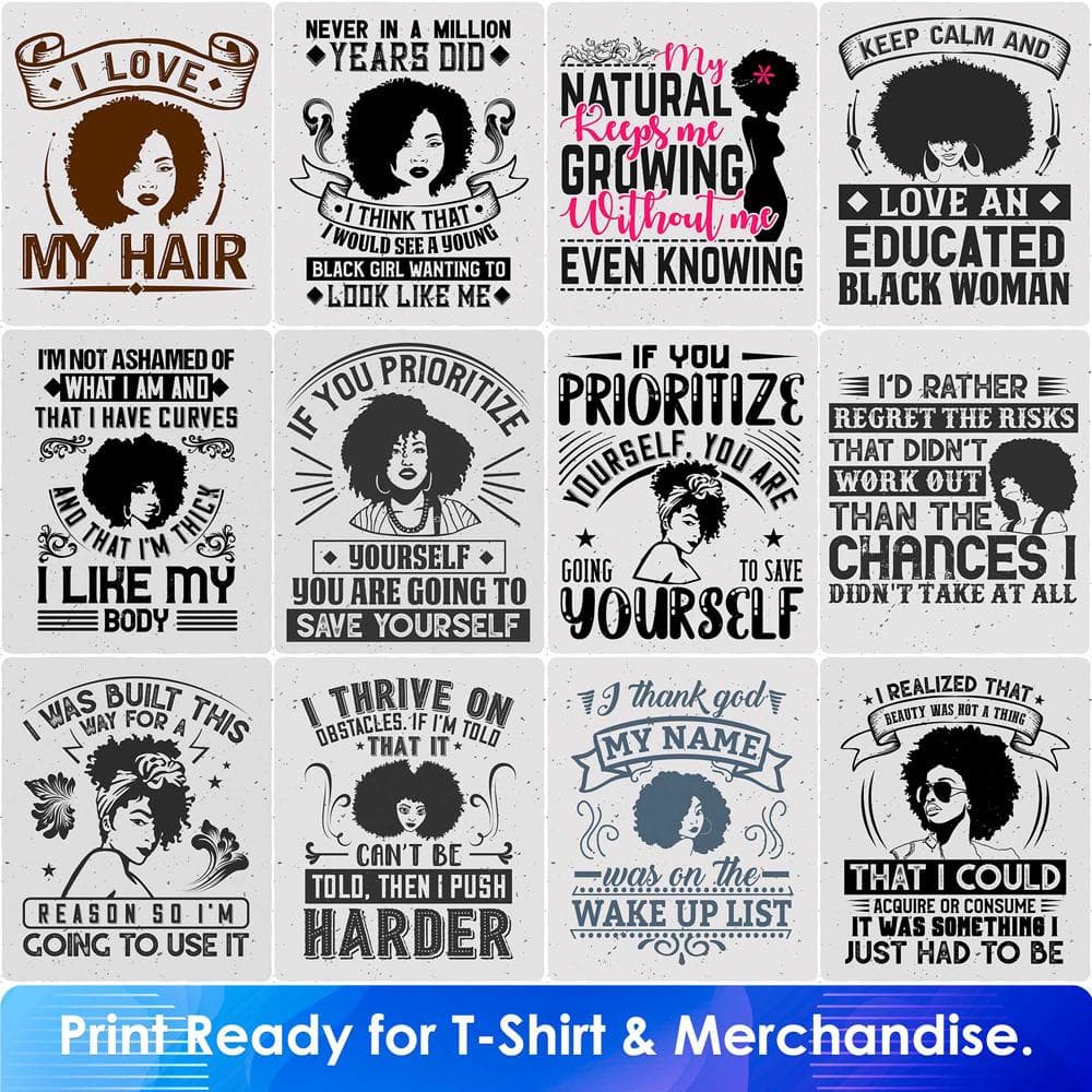 50 Afro Editable T shirt Designs Bundle in Ai PNG SVG Cutting Files ...