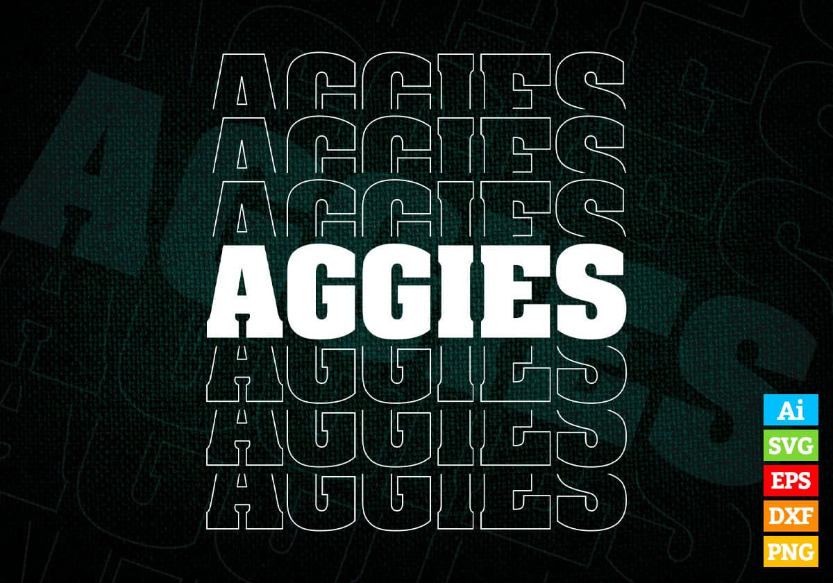 Aggies American Football Editable Vector T-shirt Design in Ai Png Svg Cutting Printable Files