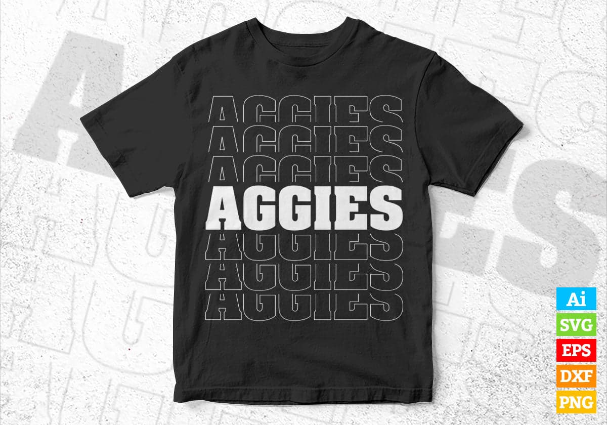 Aggies American Football Editable Vector T-shirt Design in Ai Png Svg Cutting Printable Files