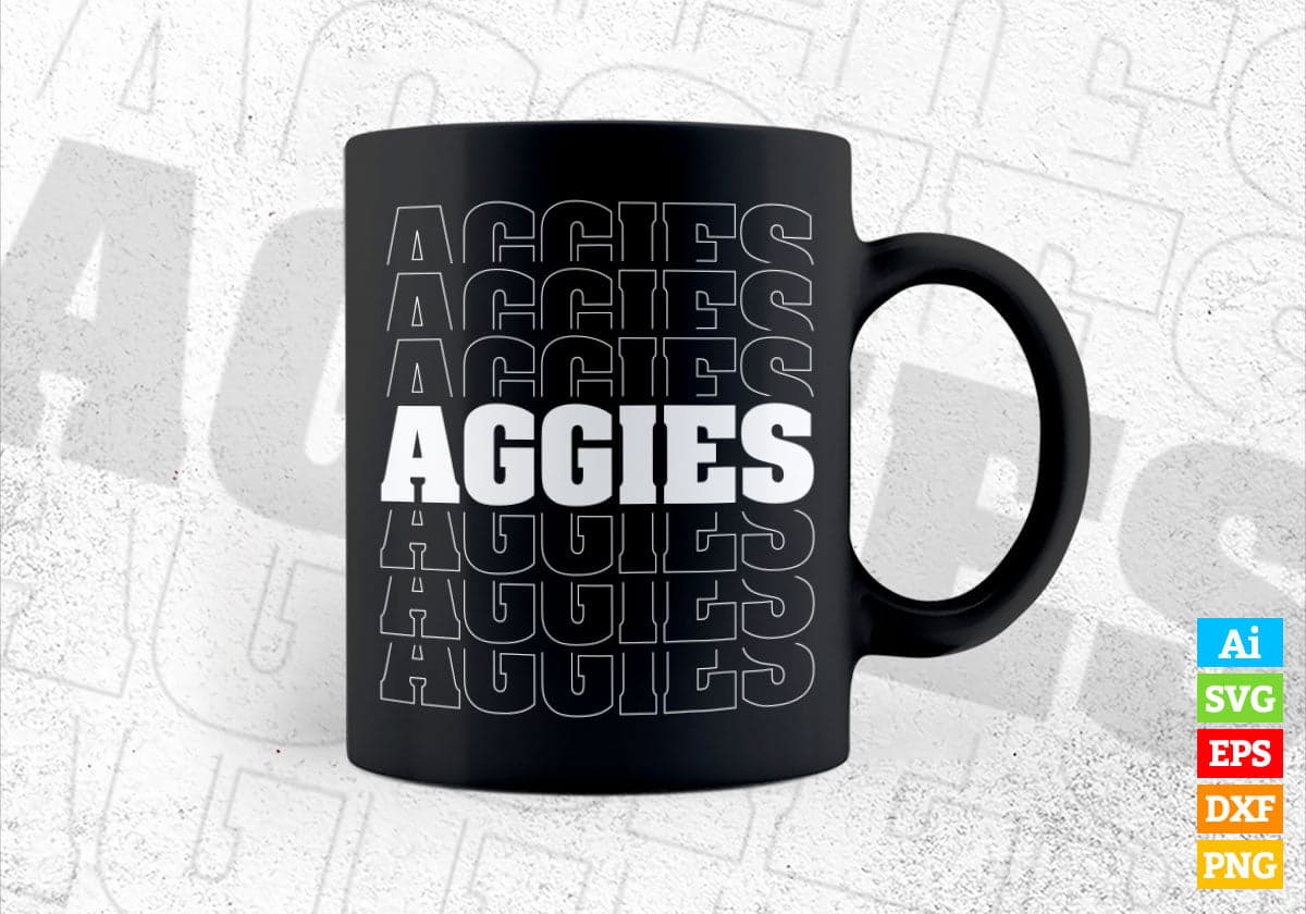 Aggies American Football Editable Vector T-shirt Design in Ai Png Svg Cutting Printable Files