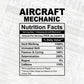 Aircraft Mechanic Nutrition Facts Editable Vector T-shirt Design in Ai Svg Files