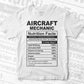 Aircraft Mechanic Nutrition Facts Editable Vector T-shirt Design in Ai Svg Files