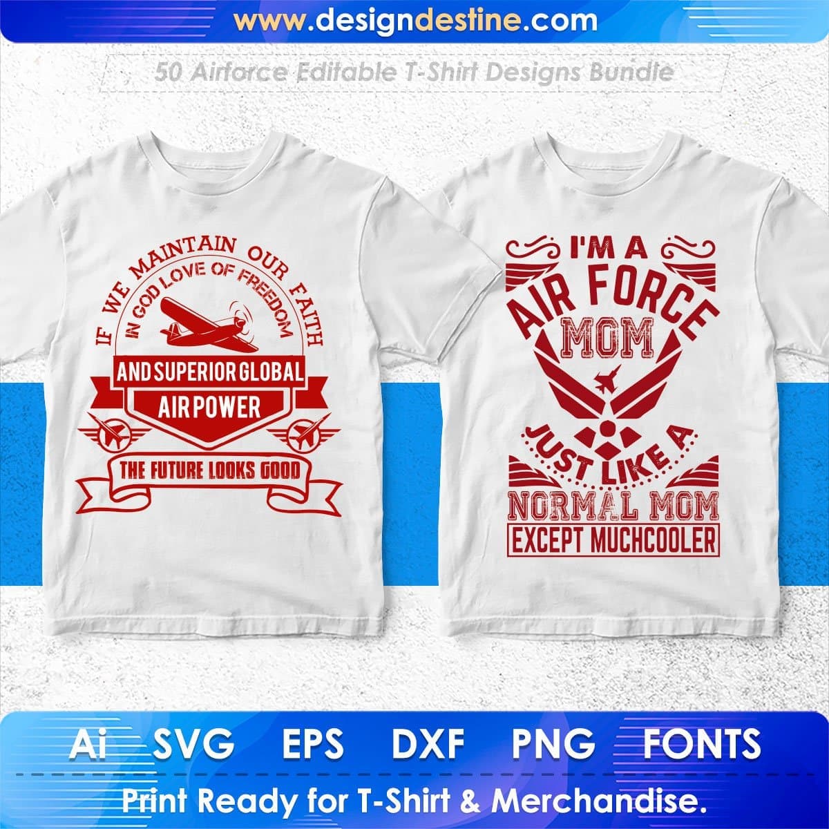 Airforce 50 Editable T-shirt Designs Bundle Part 1