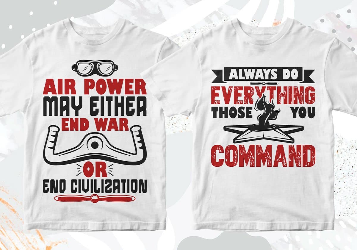 Airforce 50 Editable T-shirt Designs Bundle Part 2