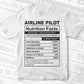 Airline Pilot Nutrition Facts Editable Vector T-shirt Design in Ai Svg Files