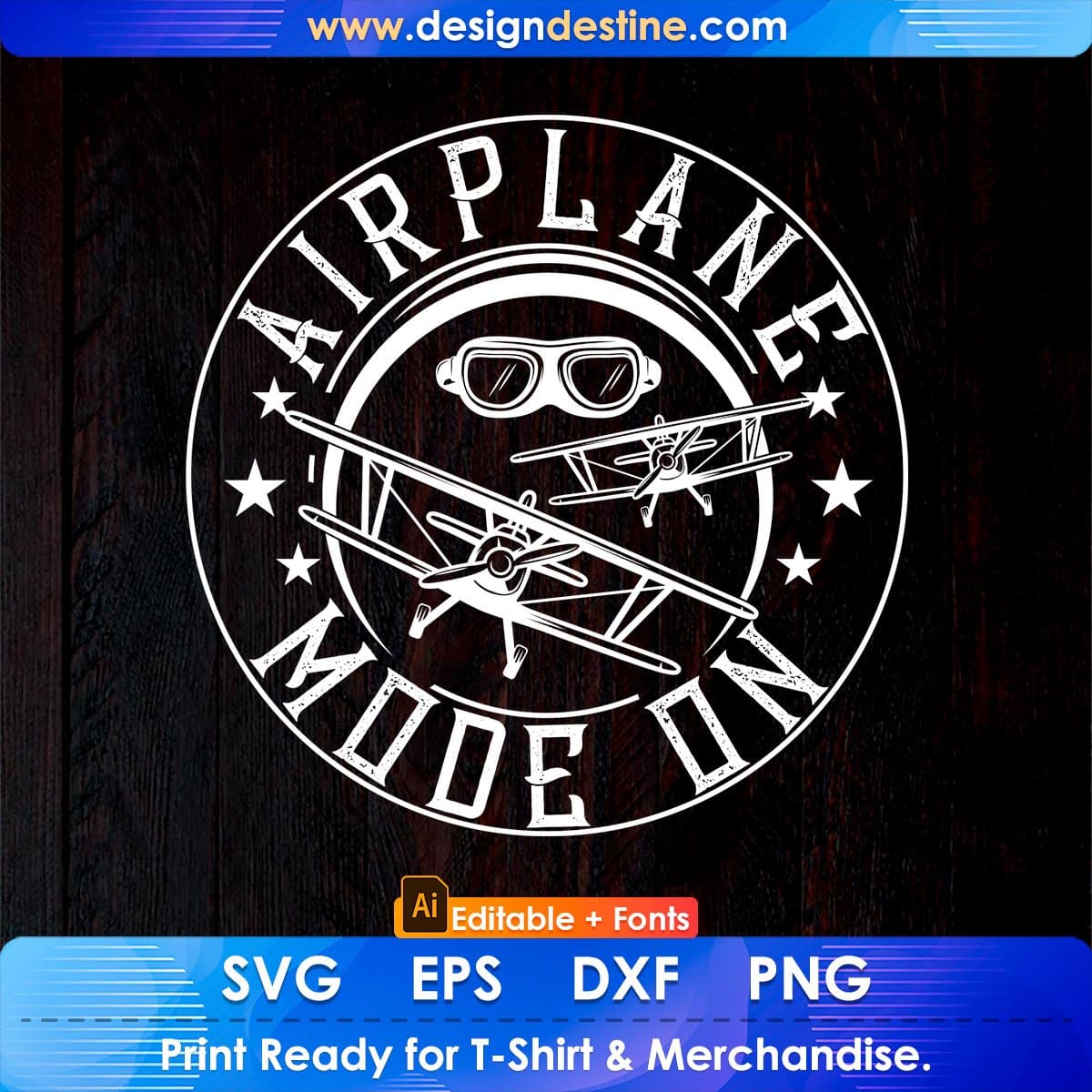 Airplane Mode On Aviation Editable T shirt Design In Ai Svg Printable Files