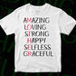 Amazing Loving Strong Happy Selfless Graceful Mother's Day T shirt Design In Png Svg Cutting Printable Files