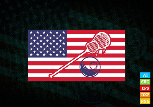 America Flag Lacrosse Editable Vector T-shirt Design in Ai Svg Png Files
