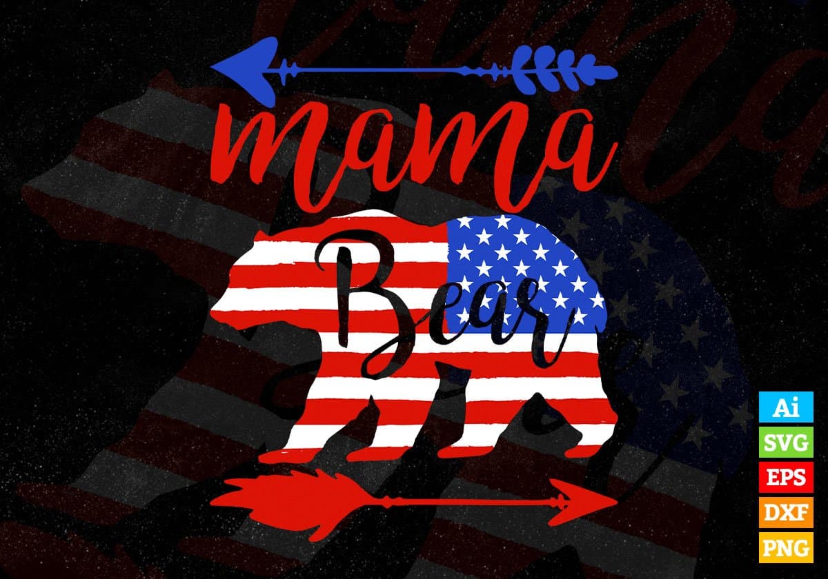 America Flag Mama Fourth Of July Editable Vector T shirt Design In Svg Png Printable Files