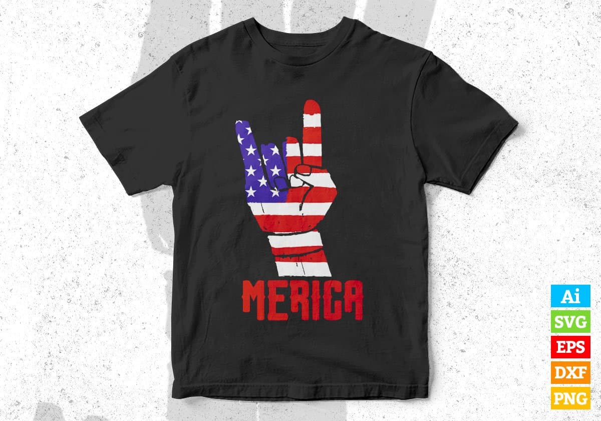 America Flag Merica 4th Of July Editable Vector T shirt Design In Svg Png Printable Files