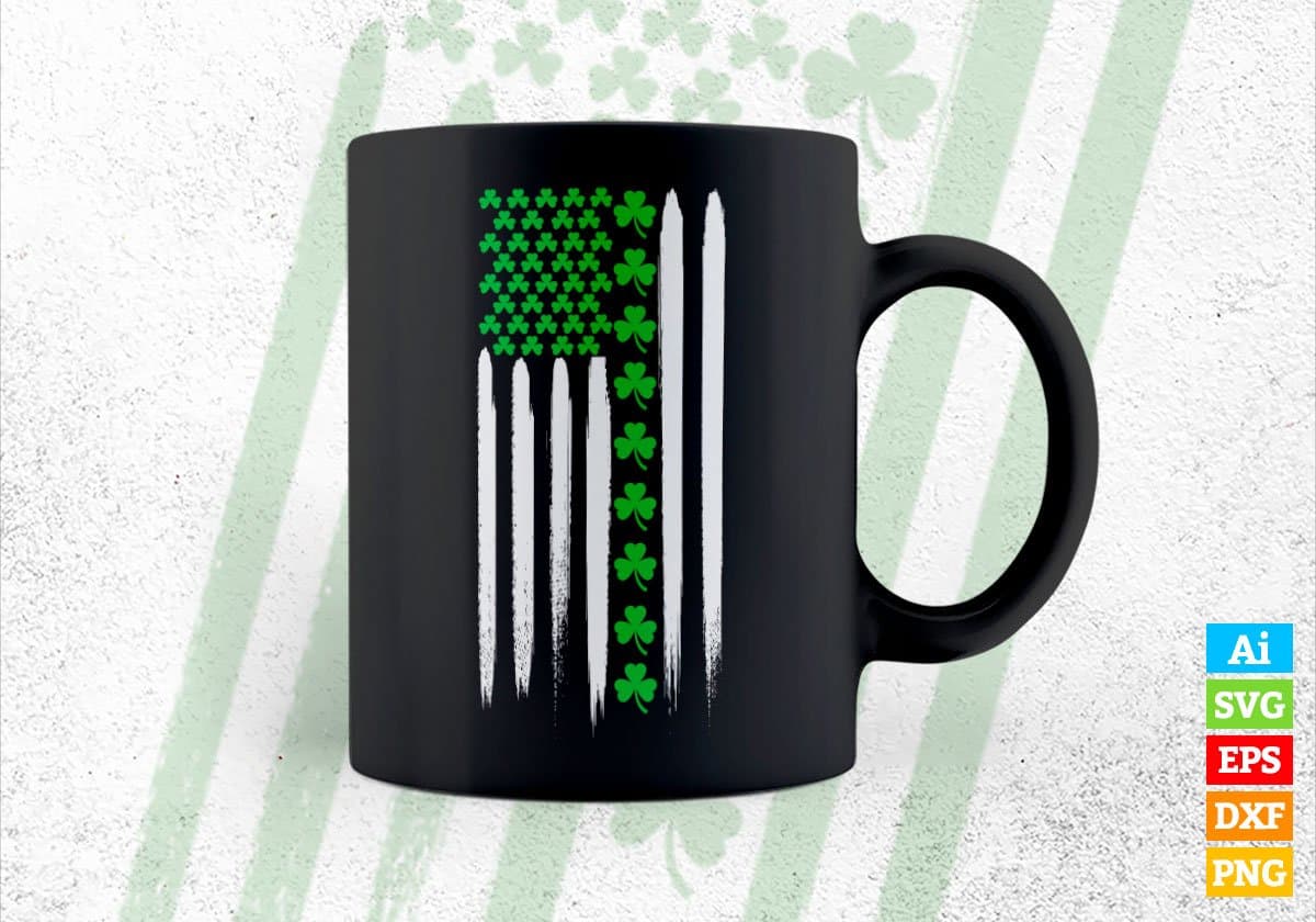 America Flag St Patrick's Day Editable Vector T-shirt Design in Ai Svg Png Files