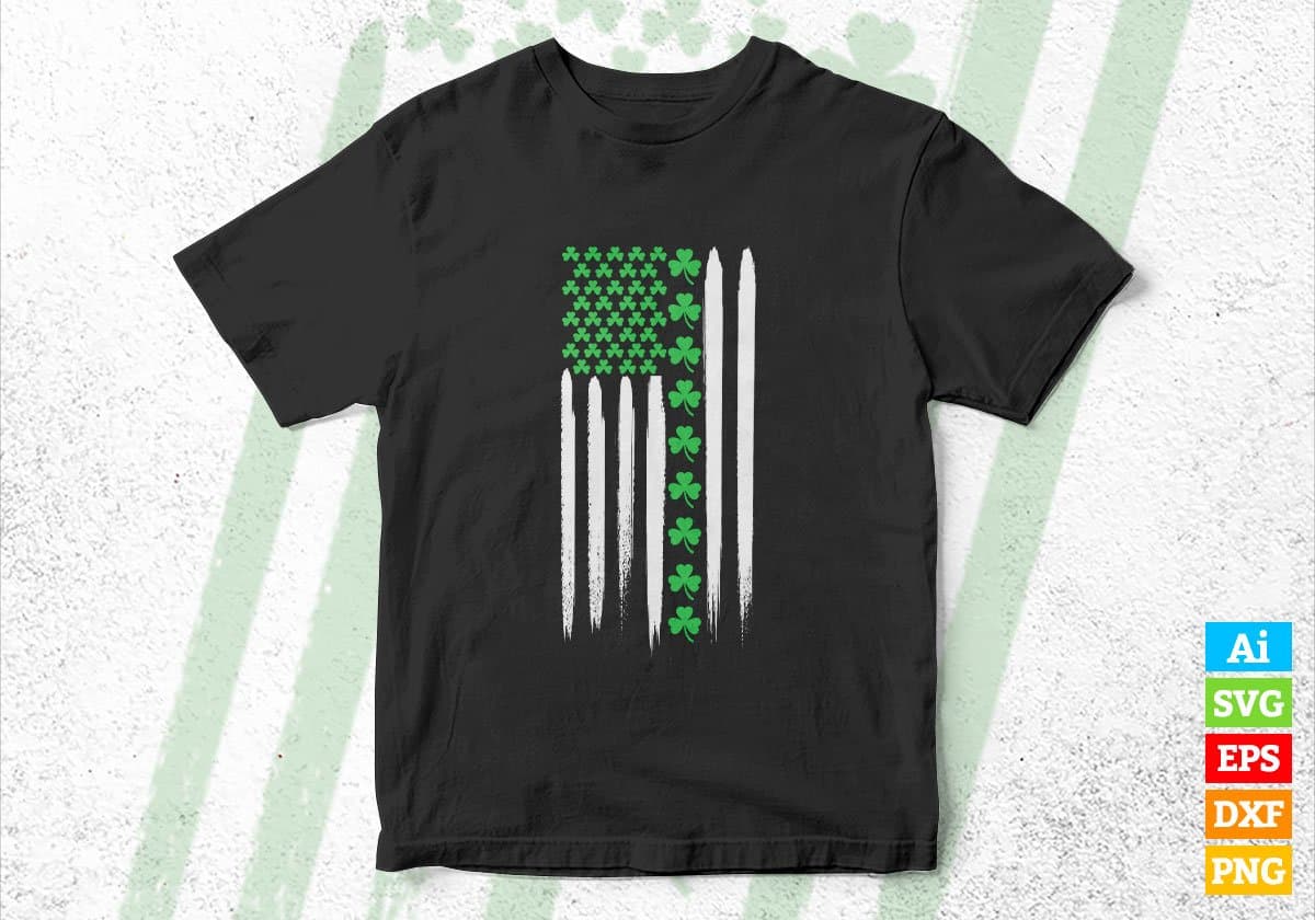 America Flag St Patrick's Day Editable Vector T-shirt Design in Ai Svg Png Files