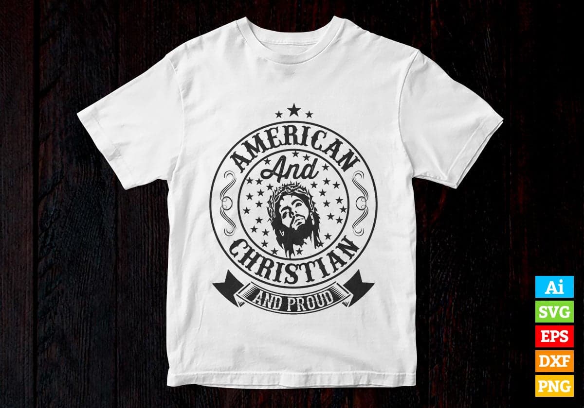 American And Christian And Proud Christmas Vector T-shirt Design in Ai Svg Png Files