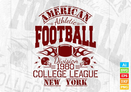American Athletic Football Division 1980 College League new York Editable T shirt Design Svg Cutting Printable Files
