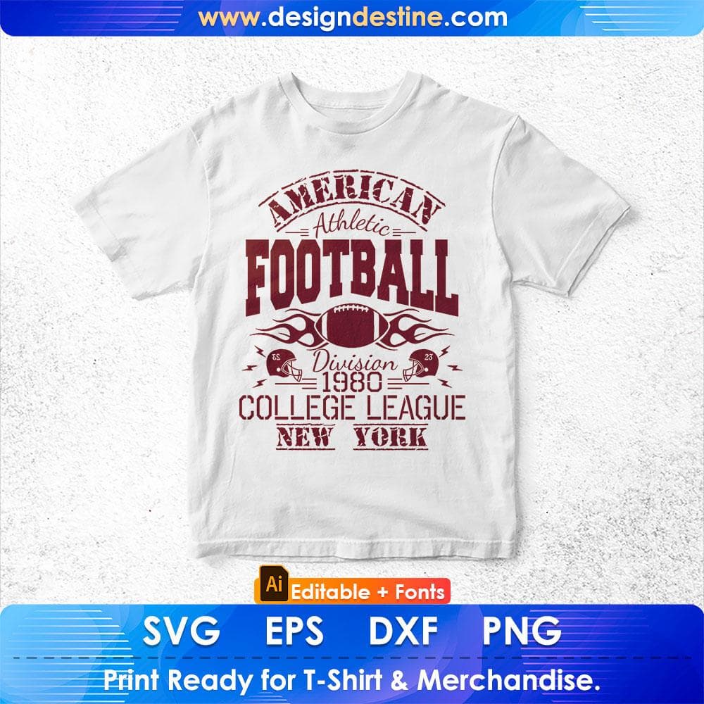 American Athletic Football Division 1980 College League new York Editable T shirt Design Svg Cutting Printable Files