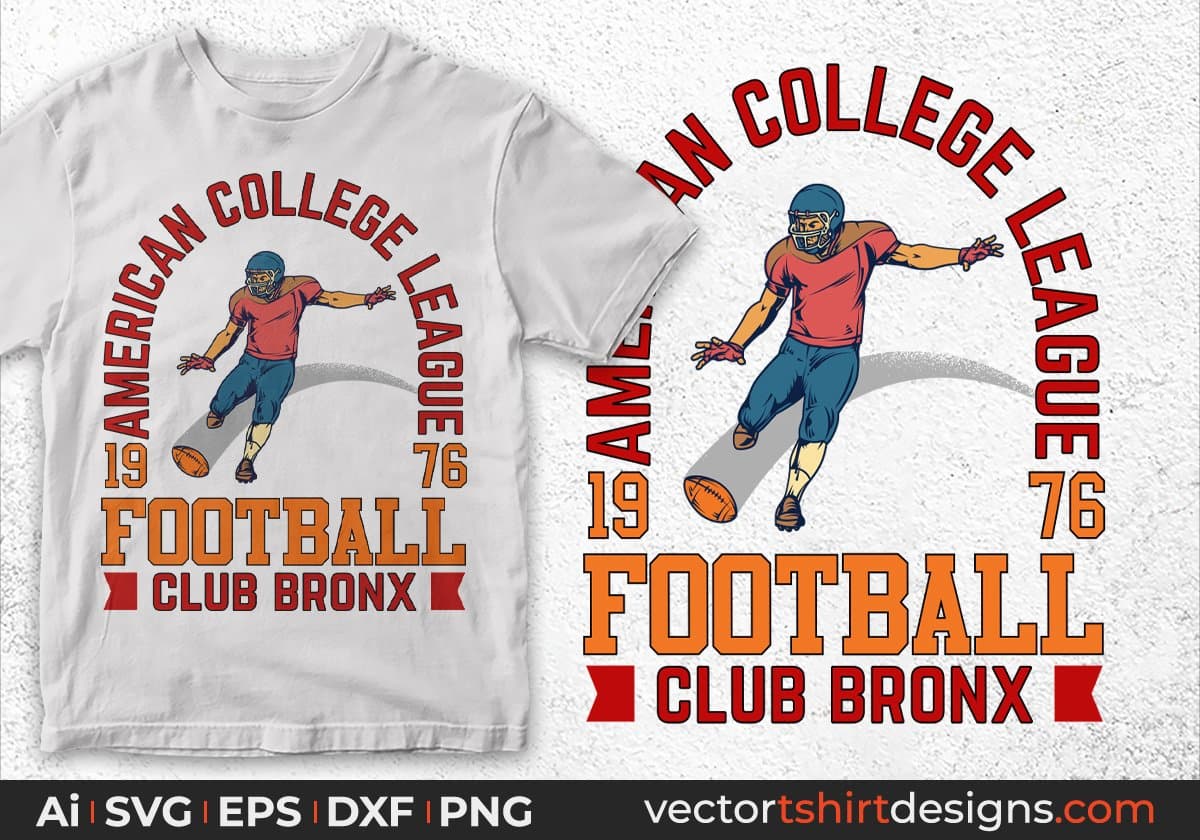 American College League 1976 Football Club Bronx Editable T shirt Design Svg Cutting Printable Files