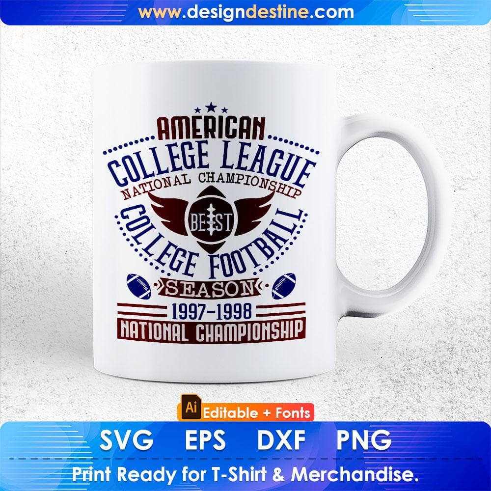 American College League Season 1997-1998 National Championship Editable T shirt Design Svg Cutting Printable Files